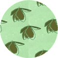 thumbnail image 1 of Ahgly Tapis Rond Lavable en Machine Intérieur Transitionnel Vert, 3 Pieds Rond, 1 of 7