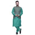 thumbnail image 1 of Atasi Solid Kurta Churidar With Printed Jecket Set For Mens Summer Party Wear, 1 of 1