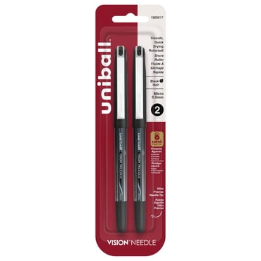 Stylos roller uniball™ Vision Needle, pointe fine (0,5 mm), noir, lot de 2