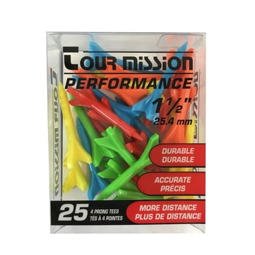 1 1/2" (38 mm) Tés De Golf En Plastique Multicolore Performance, paquet de 25 par Tour Mission