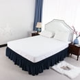 thumbnail image 1 of REGALWOVEN Bed Skirt Polyester Elastic Wrap Around Dust Ruffle, Queen Navy Blue, 1 of 10