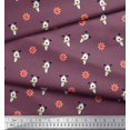 thumbnail image 3 of Soimoi Polyester Crepe Fabric Floral & Dog Cartoon Print Fabric by The Yard 52 Inch Wide, 3 of 3