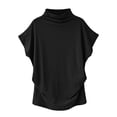thumbnail image 1 of MesaSe Aviva Femme Col Roulé Manches Courtes Coton Uni Blouse Décontractée Haut T-Shirt Plus Kh/L, 1 of 3
