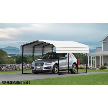 Steel Carport 10 x 20 x 7 ft. Galvanized Black/Eggshell