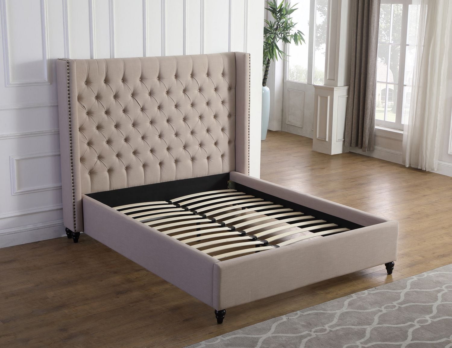 Venetian King Platform Bed, Beige