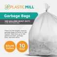 thumbnail image 4 of PlasticMill Heavy Duty Trash Bags - Clear Garbage Bags - Plastic Trash Bags for Large Rolling Trash Bins - Tall Trash Bags - 100-Gallon Large Kitchen Trash Bags, 1.3 Mil, 67"x79" (10-Count), 4 of 4