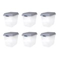 thumbnail image 1 of Hefty Lot de 6 Bacs de Rangement en Plastique Empilables de 32 Qt à Hauteur Élevée avec Couvercle, Gris Carrière, 1 of 10