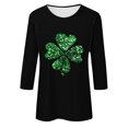 thumbnail image 4 of Meichang Hauts de Fête pour Femmes T-Shirt de la Saint-Patrick Trèfle à Quatre Feuilles T-Shirts Graphiques Hauts pour Femmes Manches 3/4 Col Rond T-Shirts de Printemps, 4 of 4