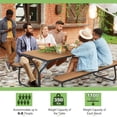 thumbnail image 4 of Costway 6FT Picnic Table Bench Set Outdoor HDPE Heavy-Duty Table for 6-8 Person Brown, 4 of 10