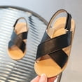 thumbnail image 4 of MIASHUI Girls Sandals Adjustable Strap Open Toe Flats Summer Walking Shoes,Black,18-24 Months, 4 of 5