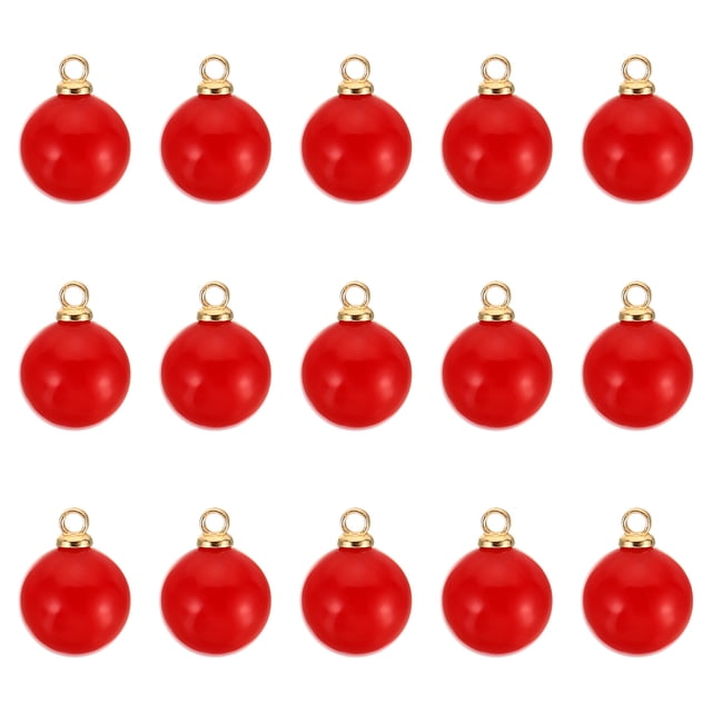 Unique Bargains Pendentifs Perles Factices 10 mm, Lot de 150 Perles Rondes Imitation Perle, Rouge Doré