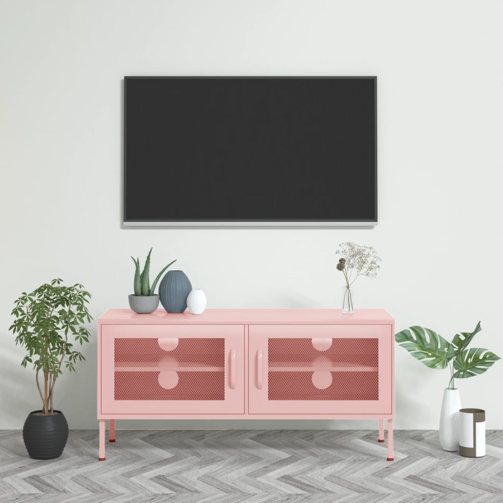 vidaXL Meuble TV - Acier Rose, 105x35x50 cm