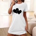 thumbnail image 2 of Chemise de Nuit pour Femme à Manches Courtes, Vêtement de Nuit Confortable, T-Shirts de Nuit Imprimés à Col Rond, Robe de Sommeil Tee, Robe de Pyjama Douce et Ample, Blanc G, 2 of 5