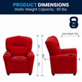 thumbnail image 3 of Contemporary Red Microfiber Kids Recliner with Cup Holder, 3 of 9
