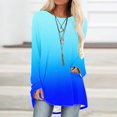 thumbnail image 4 of Annhoo Hauts Grande Taille pour Femmes Automne Manches Longues Col Rond Chemises Habillées Amples Confortables Tuniques Couleur Dégradée, 4 of 6