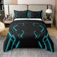 thumbnail image 1 of Erosebridal Neon Geometry 100% Cotton Comforter Cover Full, Abstract Checkered Bedding Full Size, Stripe Room Decor, Reversible 3pcs（No Comforter）, 1 of 6