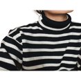 thumbnail image 4 of Women‘s Mock neck Sweaters Casual Long Sleeves Striped Print Color Block/Solid Color Side Split Loose Fit Knitted Tops, 4 of 5