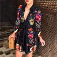 thumbnail image 1 of Blouse Décontractée pour Femmes à Boutons Manches Longues Col en V Chemises Ceinturées Blouse Hauts Robe, 1 of 5