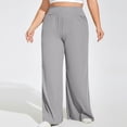 thumbnail image 3 of Timegard Plus Size Pants for Women High Waist Ruched Loose Comfy Lounge Pants Wide Leg Workout Trousers, 3 of 6