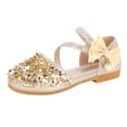 thumbnail image 1 of MIASHUI Chaussures de Fille Robe Nœud Papillon Paillettes Princesse Chaussures de Fête Talons Bas Sandales Mary Jane, Or, 2-2,5 Ans, 1 of 7