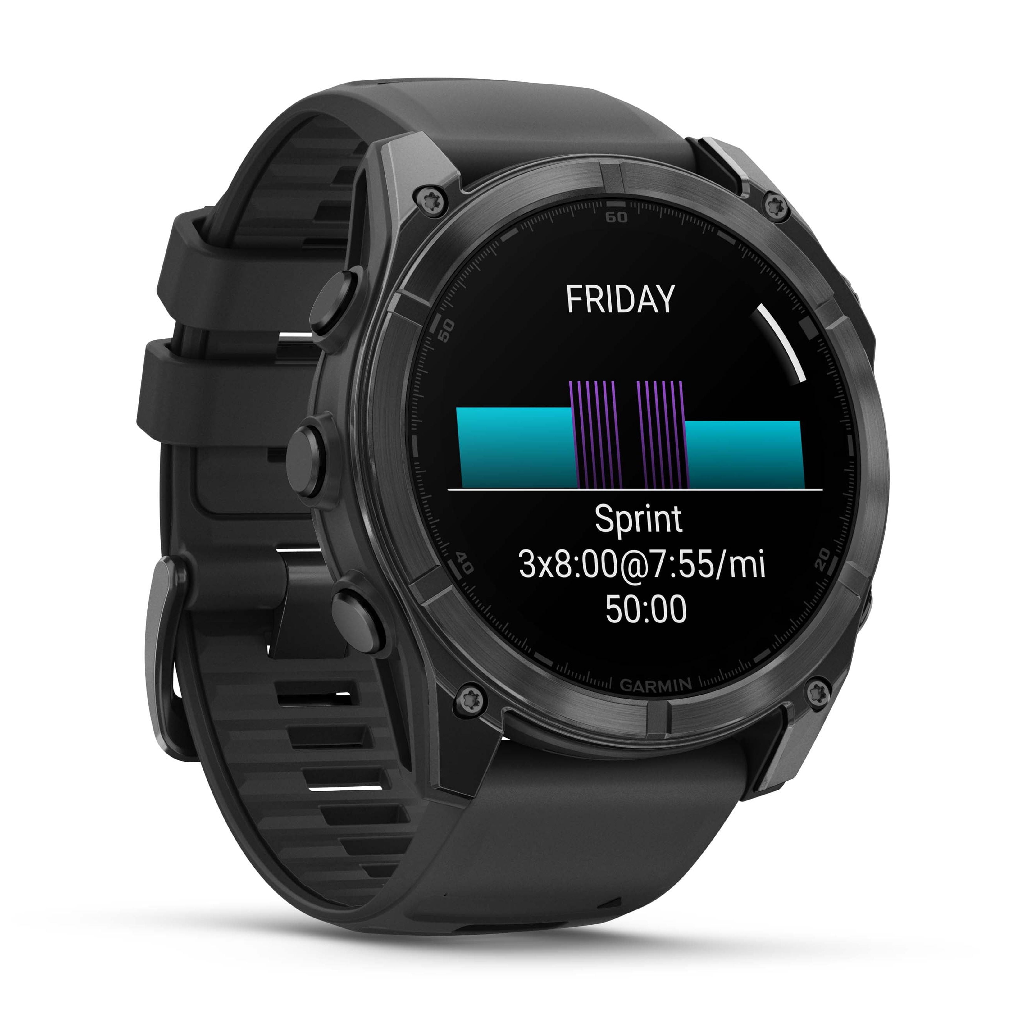 Montre intelligente GPS Garmin fēnix® 8 à écran AMOLED - 51 mm - Lunette gris ardoise avec bracelet en silicone noir