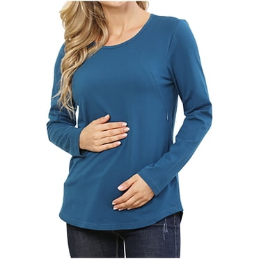 Bwiyojiz Tailles P-TTTG Robes de Maternité pour Femmes Dames Mode Couleur Unie Imprimé Manches Longues Femme Enceinte Allaitement Hauts Décontractés Vêtements pour Femmes, Cadeaux d'Amitié