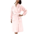 thumbnail image 2 of Soki Premium Womens Plush Soft Robe Fluffy, Warm, Fleece Sherpa Shaggy Bathrobe Pink L, 2 of 3