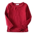 thumbnail image 1 of T-shirts Filles Bébé Garçon Fille Col Rond Manches Longues Doux T-Shirts Unis Hauts Filles Vin 9-10 Ans, 1 of 2