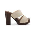 thumbnail image 3 of BLISSFUL STEP Women's Faux Suede Platform High Block Heel Slides Sandals Beige 5.5, 3 of 7