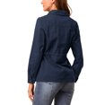 thumbnail image 3 of INSPIRE CHIC Women's Drawstring Waist Flap Pocket Zip Button Utility Jacket, 3 of 6