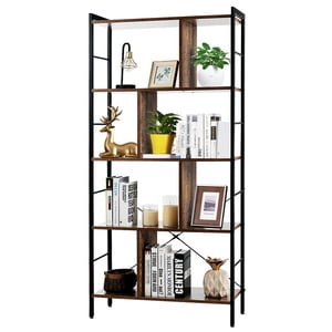 Gymax 4-Tier Librairie Bibliothèques Industrielles Plancher de rangement sur pied