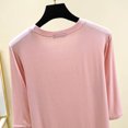 thumbnail image 4 of Timegard Hauts pour Femmes Col Rond Manches 3/4 Blouse Ample Confortable Décontractée Couleur Unie Pyjama T-Shirt Hauts, 4 of 6