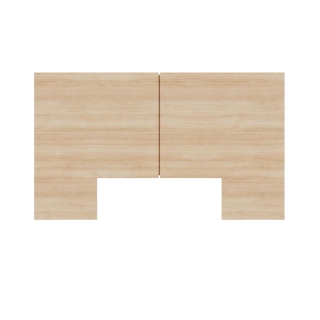 James Headboard in natural blonde oak finish, viewed from above showing flat engineered wood panels with subtle grain, a minimalist design with a central gap and symmetrical bottom cutouts, suitable for modern bedroom furniture and easy assembly.