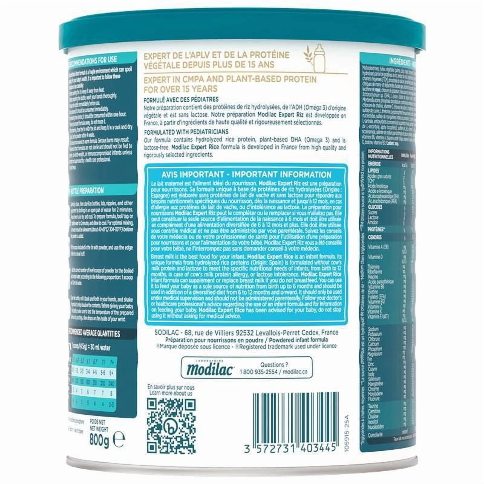Laboratoire Modilac Expert Rice, Baby Formula 0-12+months, 800g