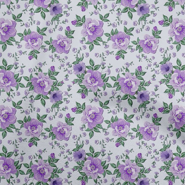 oneOone Tissu Georgette Viscose Violet Matériel de Robe Florale Tissu Imprimé Tissu au Mètre 42 Pouces de Large