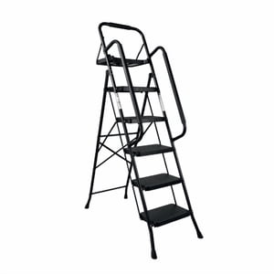 Step Ladder, Folding Step Stool with Wide Anti-Slip Pedal, Sturdy Steel Ladder, Convenient Handrail, Lightweight, Portable Steel Step Stool
