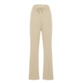 thumbnail image 5 of CFLVAEK Womens Office Flare Pants Casual Tummy Control Drawstring Waisted Slacks with Pocket Solid Color Work Straight Pant Casual Tall Lenth Business TrousersBeige L, 5 of 5