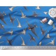 thumbnail image 2 of Soimoi Blue Rayon Crepe Fabric Flying Woodpecker Bird Decor Fabric Printed Yard 46 Inch Wide, 2 of 3