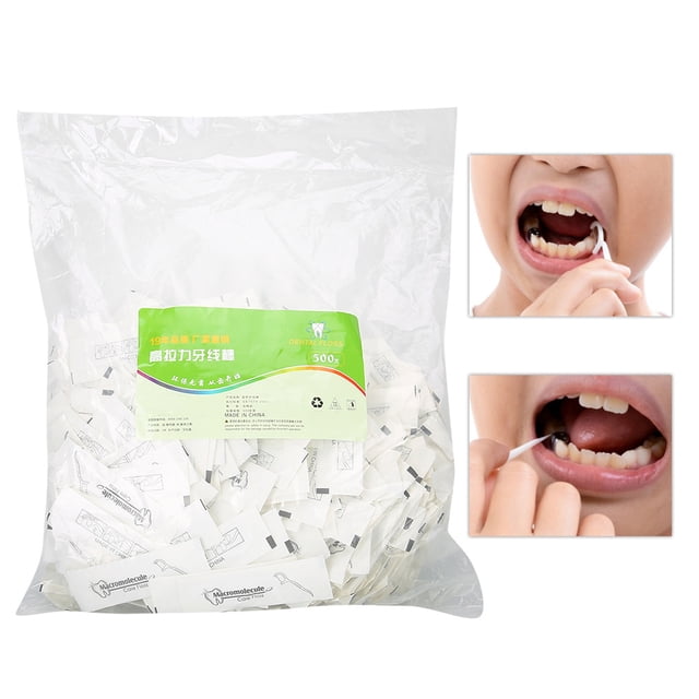 Noref 500Pcs Disposable Floss Stick Teeth Stain Removal Floss Oral Care Supply
