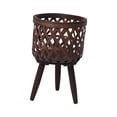 thumbnail image 2 of DOLITY Rattan Basket Floor Planter Versatile Home Decor for Home Office Wooden Legs Brown 33x21cm, 2 of 9