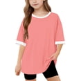 thumbnail image 1 of Rbaofujie T-Shirts à Manches Courtes pour Filles Hauts d'Été pour Enfants T-Shirts à Col Rond 5-15 Ans, 1 of 8