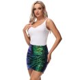 thumbnail image 2 of Womens Short Ruched Tulip Hem Body Con Sequin Club Pencil Mini Skirt, 2 of 5