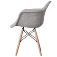 thumbnail image 3 of Mid-Century Modern Style Fabric Lined Armchair with Beech Wooden Legs, Grey Set 2, 3 of 7