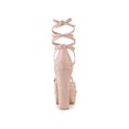 thumbnail image 2 of BLISSFUL STEP Sandales à Talons Hauts Épais à Plateforme à Lacets pour Femmes Rose Poudré (Taille 9), 2 of 6