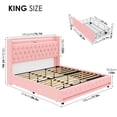 thumbnail image 3 of Homfa King Size LED Bed Frame with 4 Storage Drawers, Modern Wingback Crystal Button Tufted Upholstered Platform Bed Frame with Outlets and Usb Ports & Display Platform, Pink, 3 of 8
