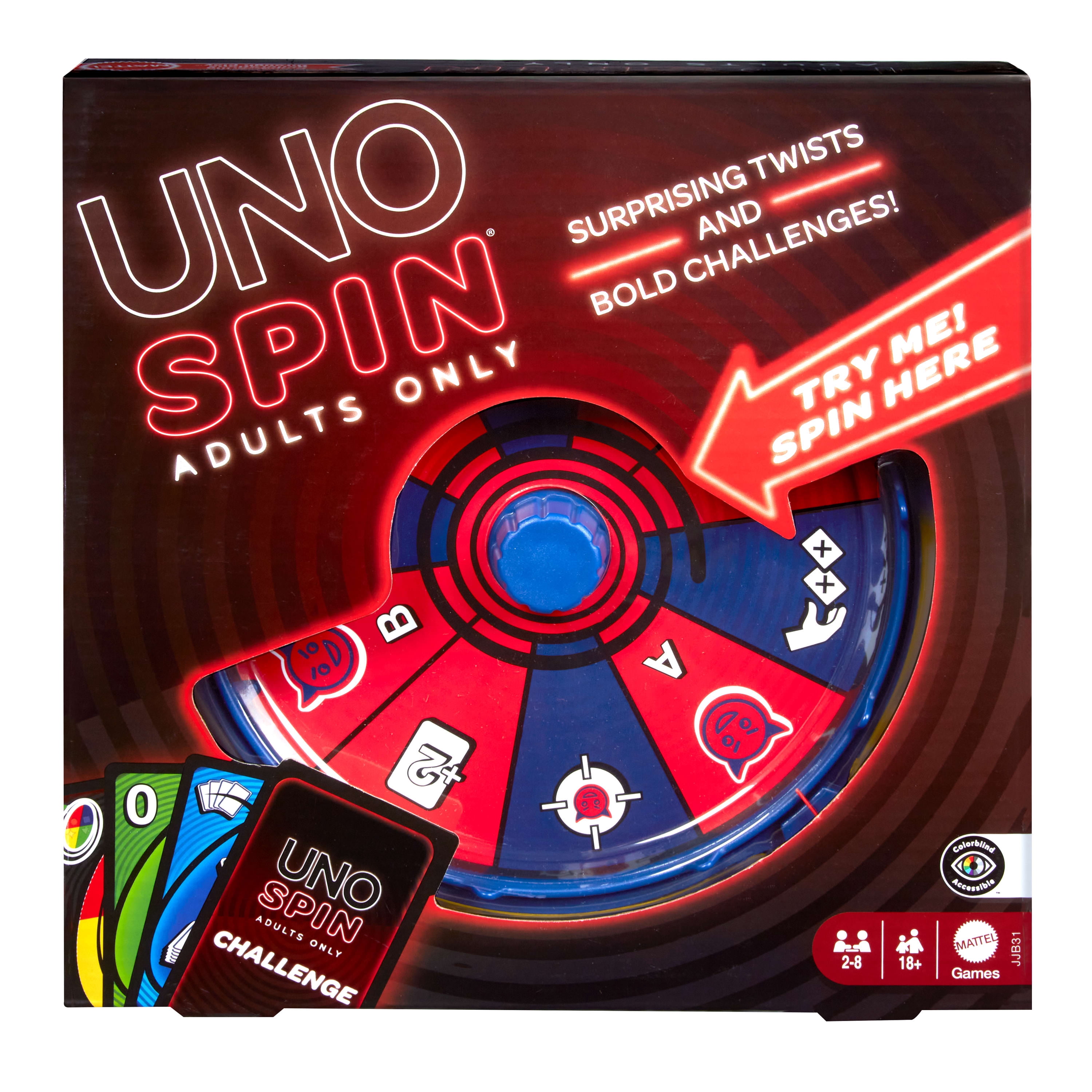 UNO Spin Adults Only Card Game for Adult Game Nights & Parties with Spin Wheel & Challenges - Walmart Exclusive