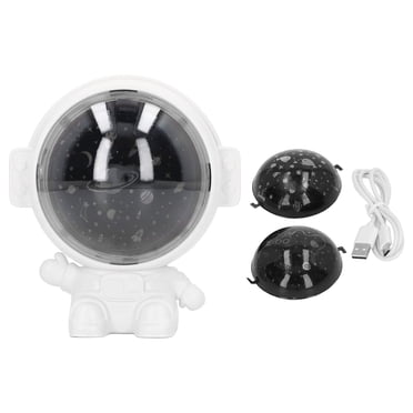 Projecteur d'astronaute astronaute - Projecteur d'étoiles rotatif - Chargement USB - Avec fonction musique - 5 V 1 A - Blanc