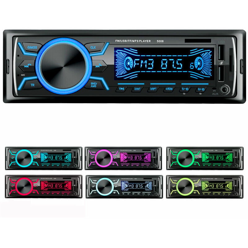 Car Radio Bluetooth Car Radio, 1Din Car Radio, 4x60W Auto Radio 7Couls FM Stereo Radio USB/SD/AUX/EQ/MP3 Player Pioneer car radio