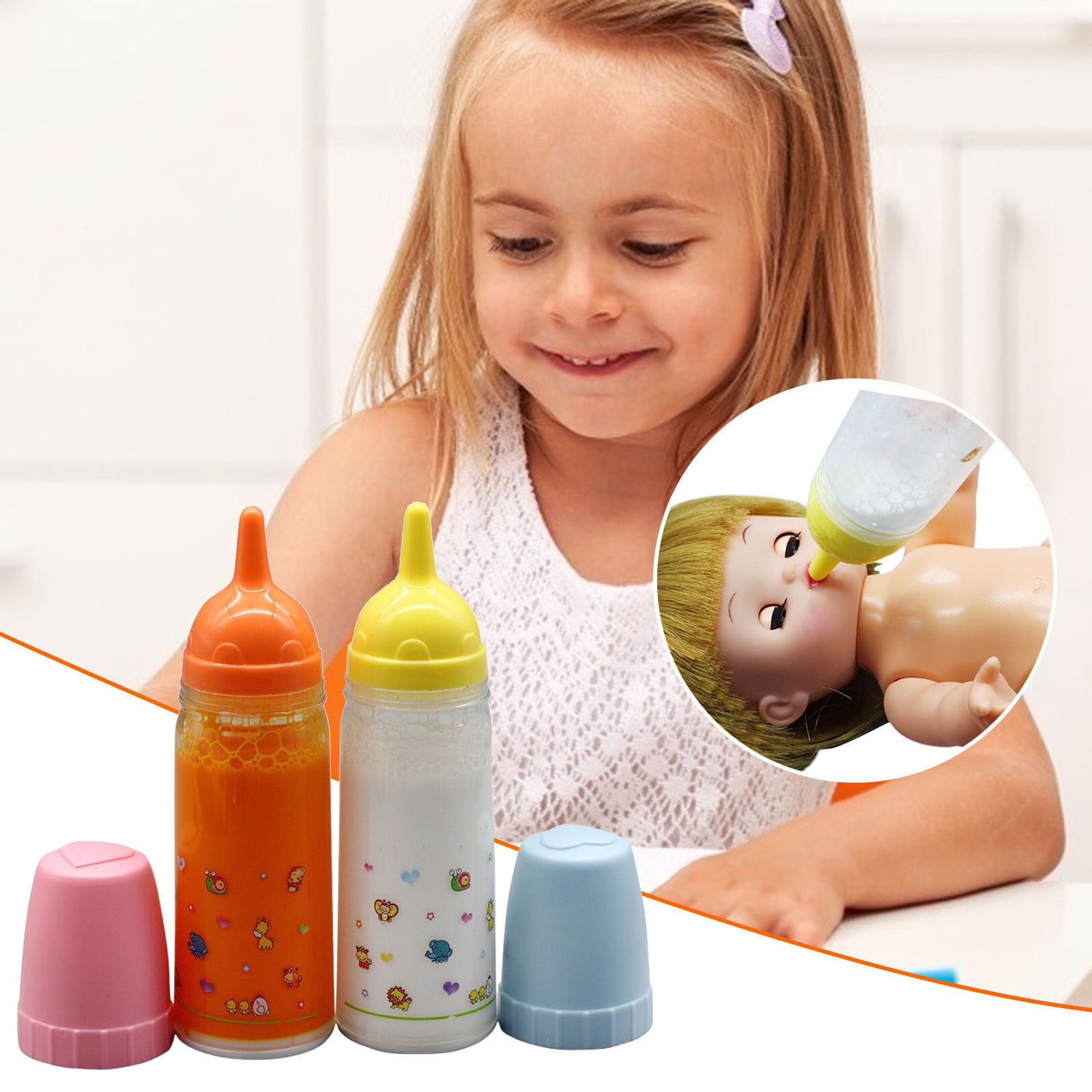 IBaodan Kids Toys Clearance Play Toys Sale Juice And Milk Bottle Set Baby Dolls Accessories100ml Kids Gift Deals Christmas Gift Saving