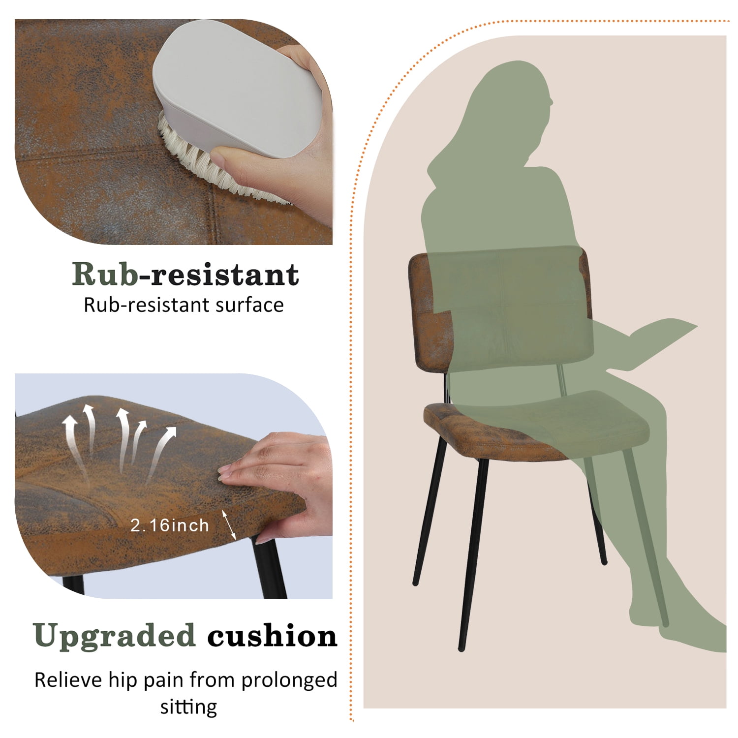 Ensemble de salle à manger élégant 5 pièces Homy Casa avec chaises en simili-suède et table en imitation noyer de 160 cm